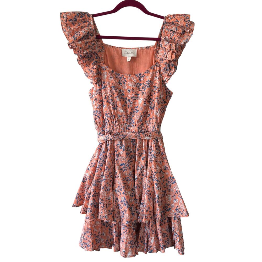 Cleobella Britt Ruffle Mini Dress in Positano Pink Floral Women’s Size Medium - Picture 2 of 7